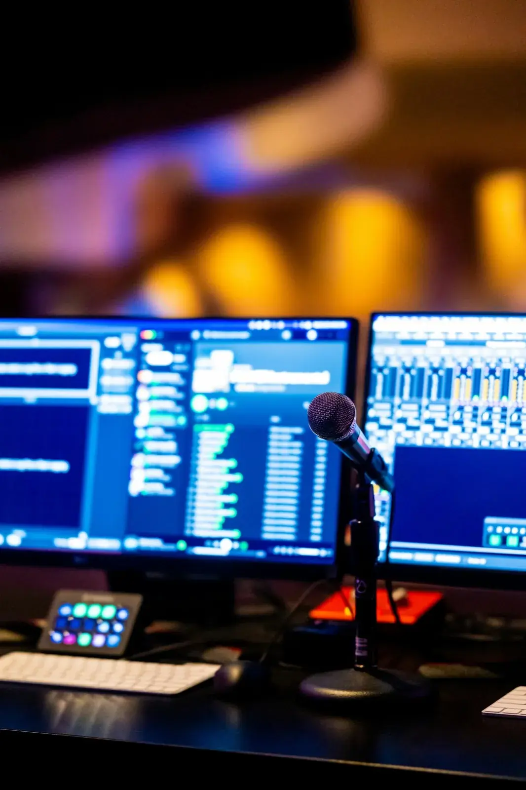 Production gear in a venue